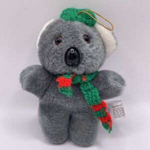 Vintage 1987 Applause Koala With Hat And Scarf Plush Holiday Ornament Rare